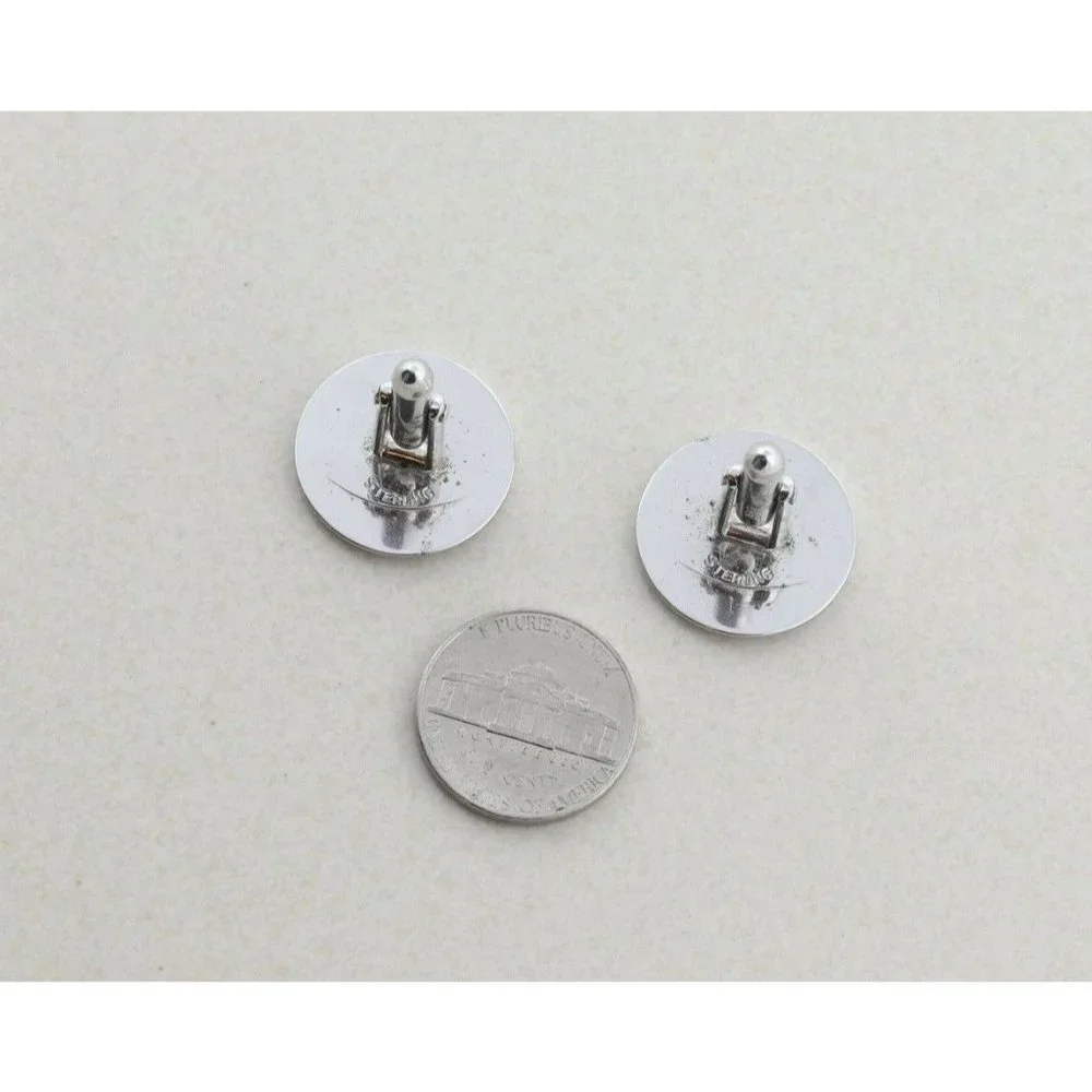 Men's Sterling Silver Swirl Design Bullet Back Cufflinks